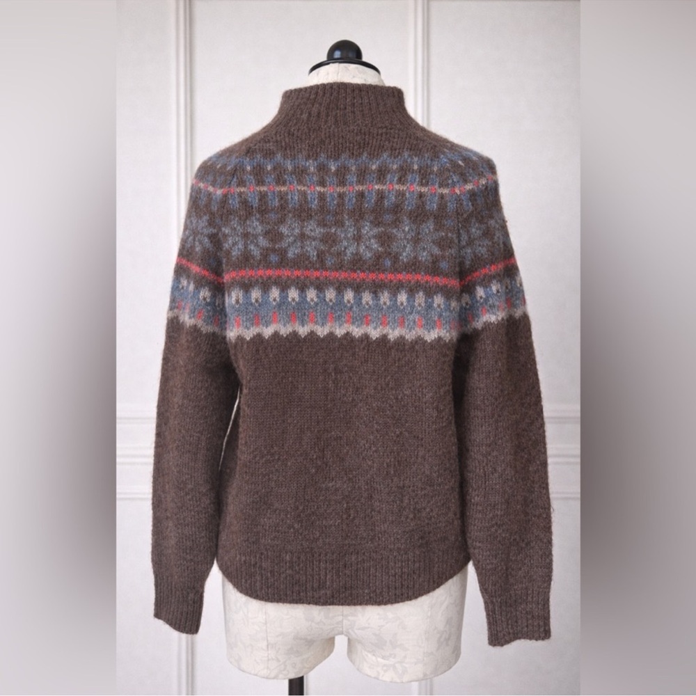 NWT Old Navy Brown Fair Isle Wool Blend Pullover Sweater w/ Blue Accents (14) - Picture 5 of 10